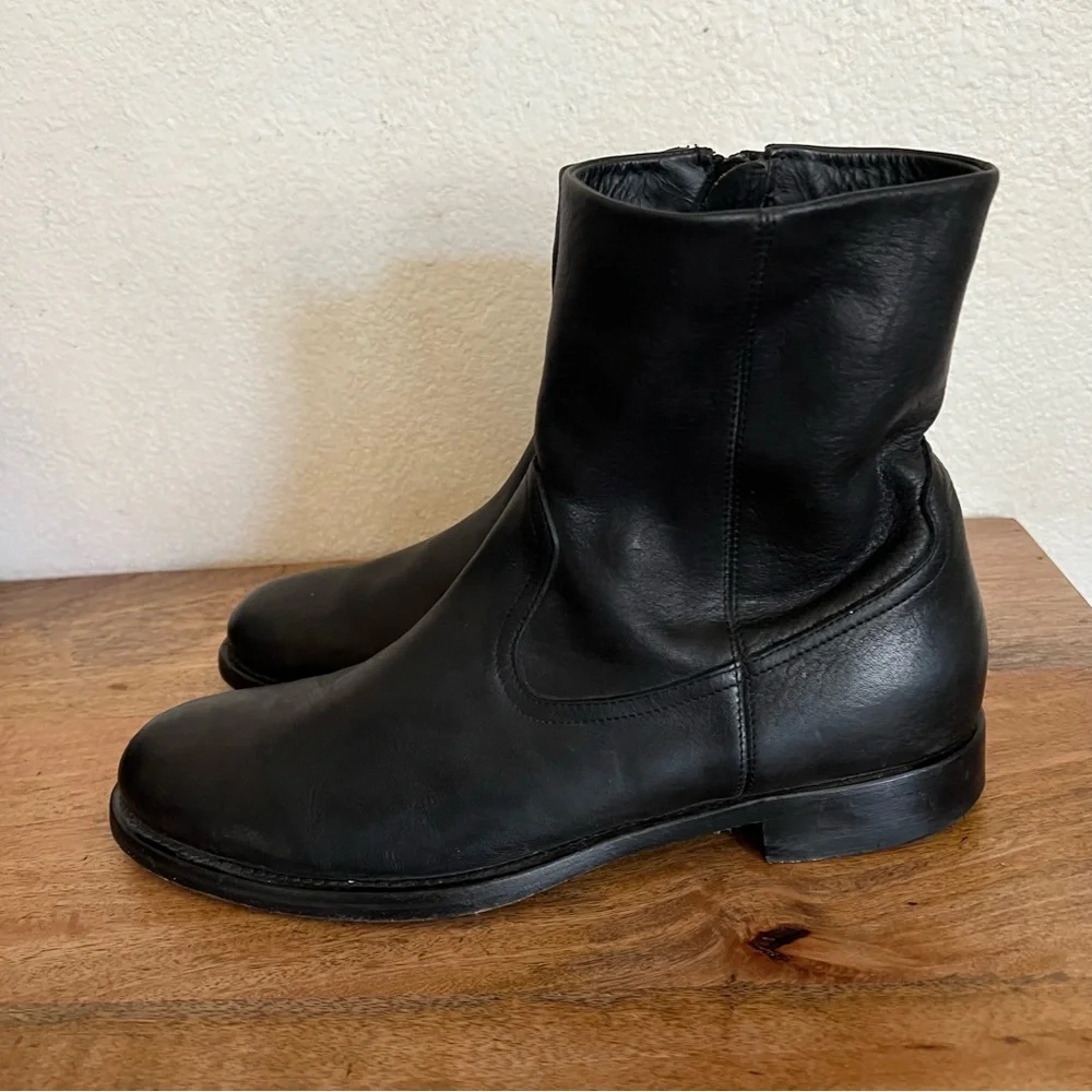 Vince Mens Black Leather Tom Side Zipper Boots Size EU 44